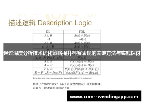 通过深度分析技术优化策略提升杯赛表现的关键方法与实践探讨