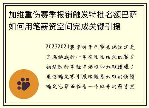 加维重伤赛季报销触发特批名额巴萨如何用笔薪资空间完成关键引援 加维重伤赛季报销触发特批名额巴萨如何用笔薪资空间完成关键引援
